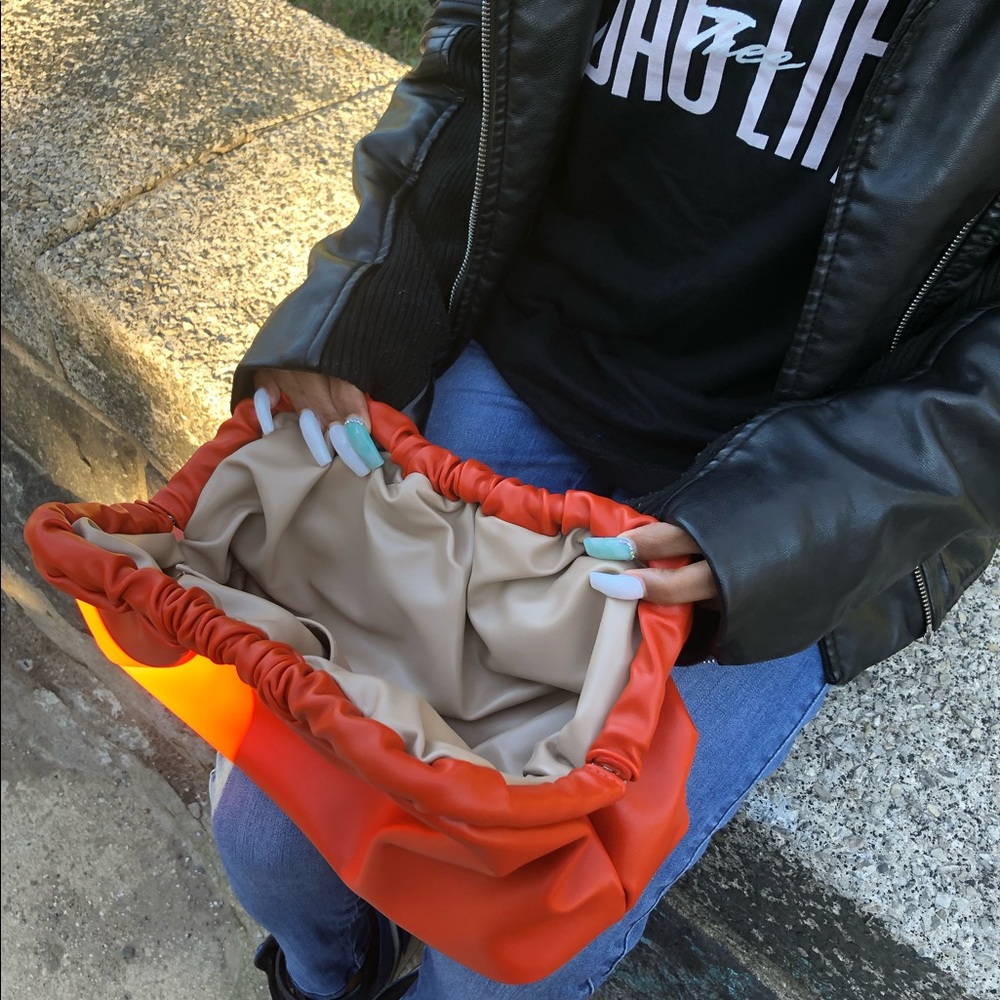 Orange Ruched Clutch - Picture 5 of 6